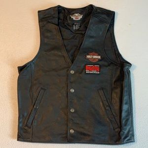 Harley Davidson Men’s Leather Snap Vest L